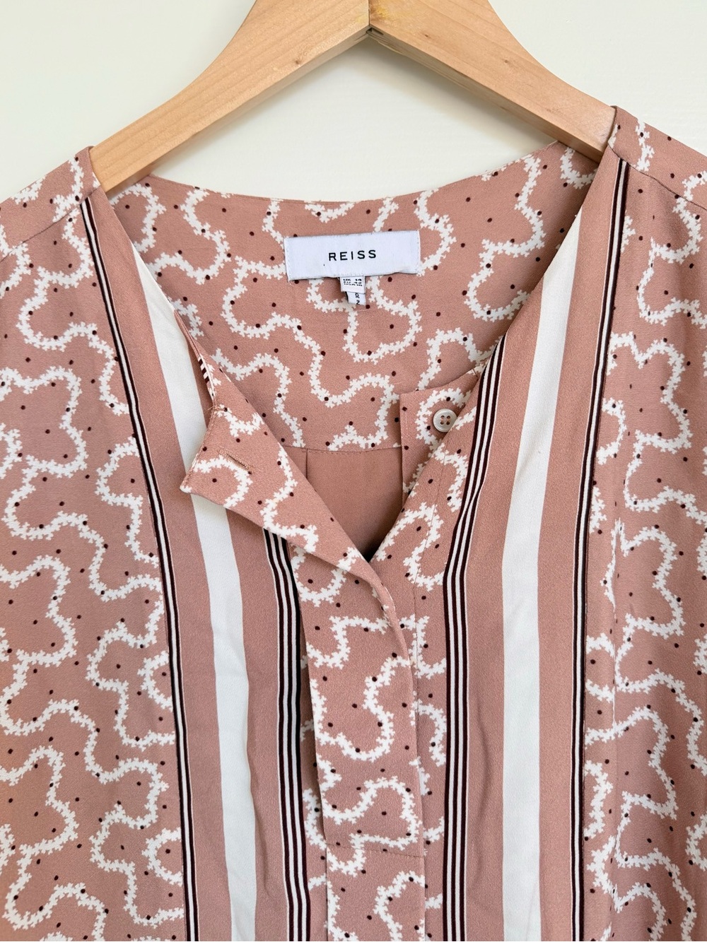REISS Georgie Mixed Print Dress Pink Cream White Black Size 10 - Picture 5 of 9